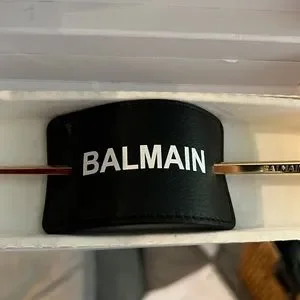 BALMAIN gold plated hair pin embossed leather Hair - Hair Barrette Gold Leather The Balmain Hair Barrette  main image 2